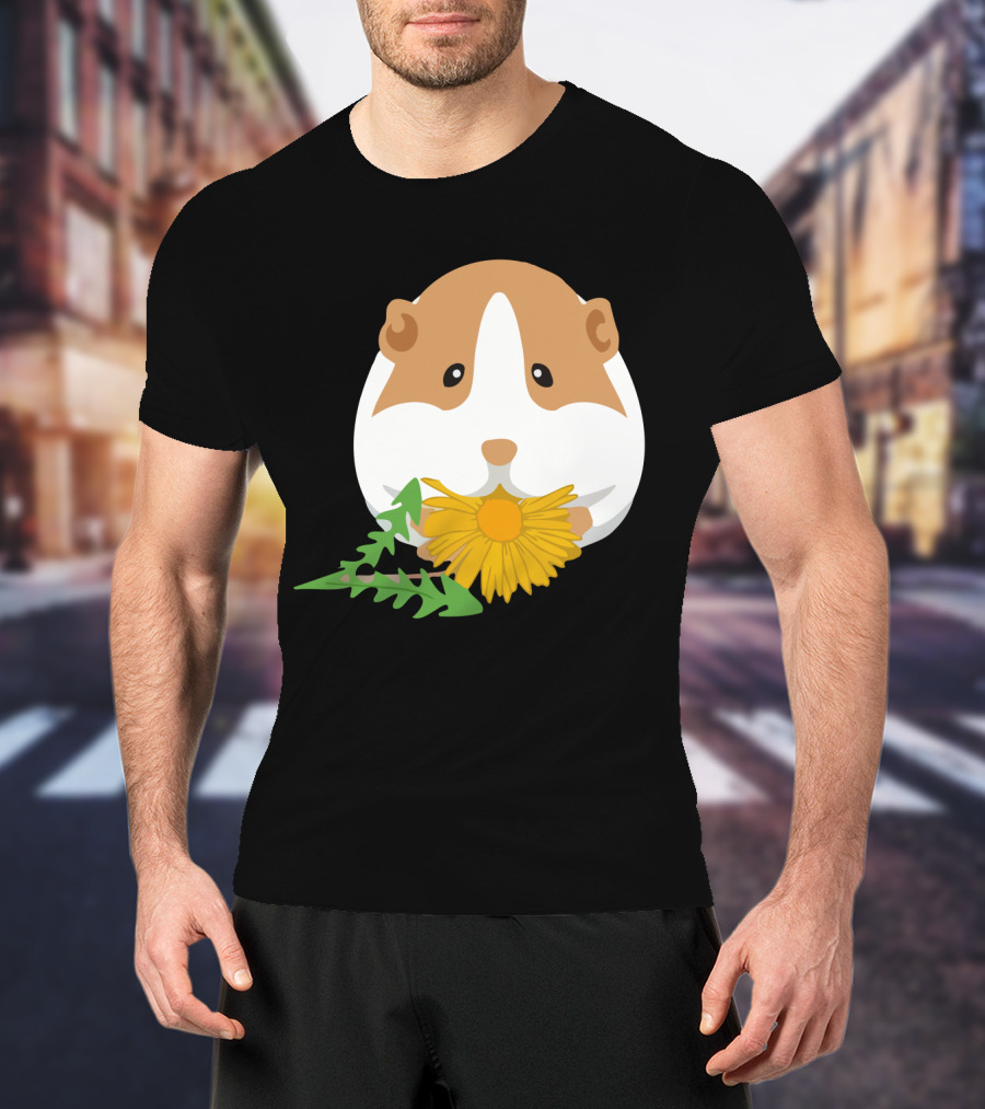 Guinea Pig With Dandelion And Green Leaves T-Shirt