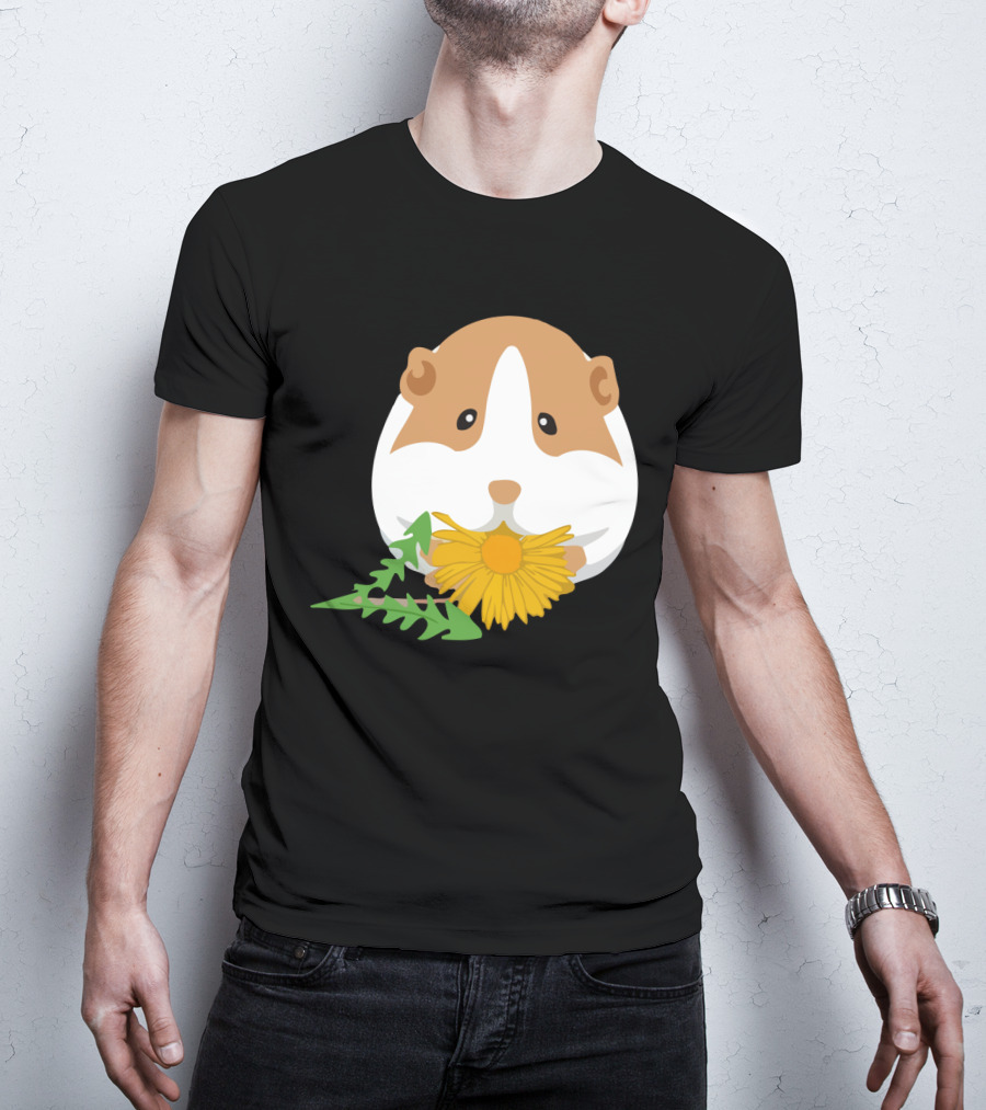 Guinea Pig With Dandelion And Green Leaves T-Shirt
