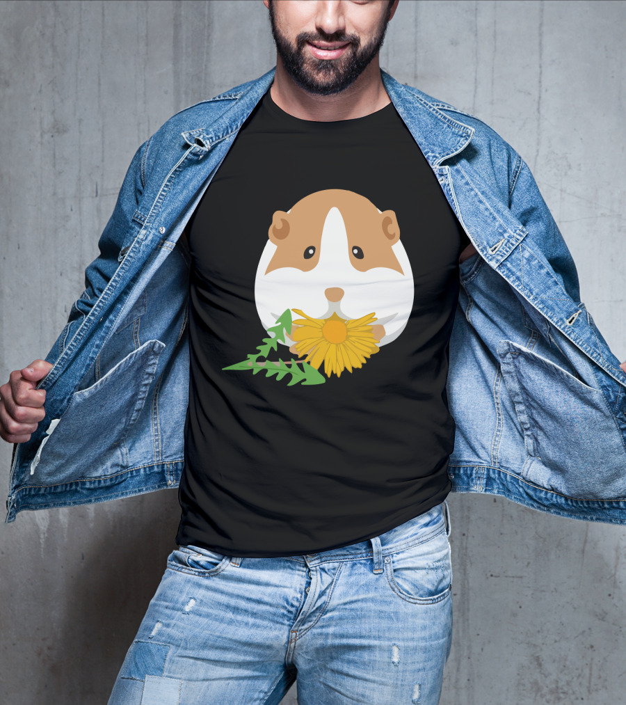Guinea Pig With Dandelion And Green Leaves T-Shirt