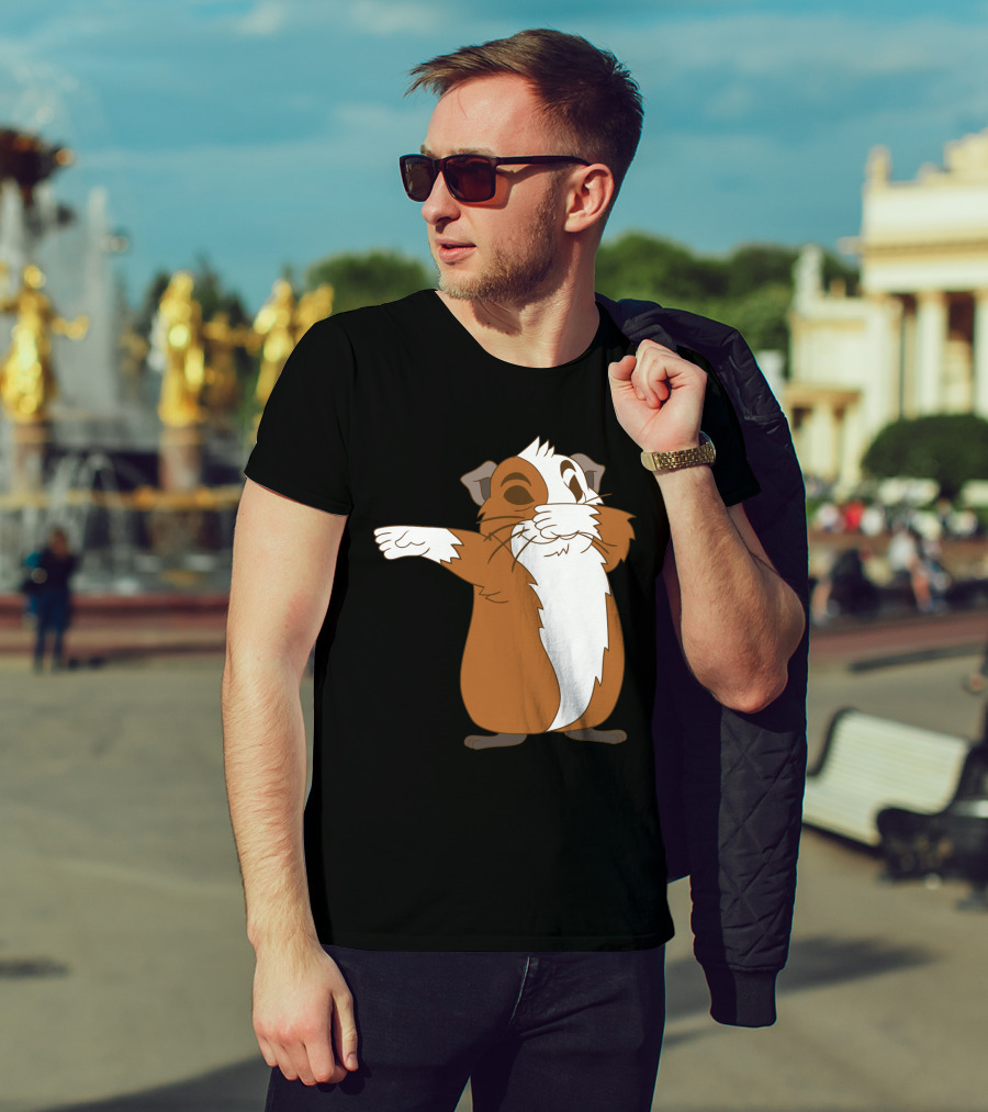 Guinea Pig Dabbing Pose Brown And White Animal Dance Move T-Shirt