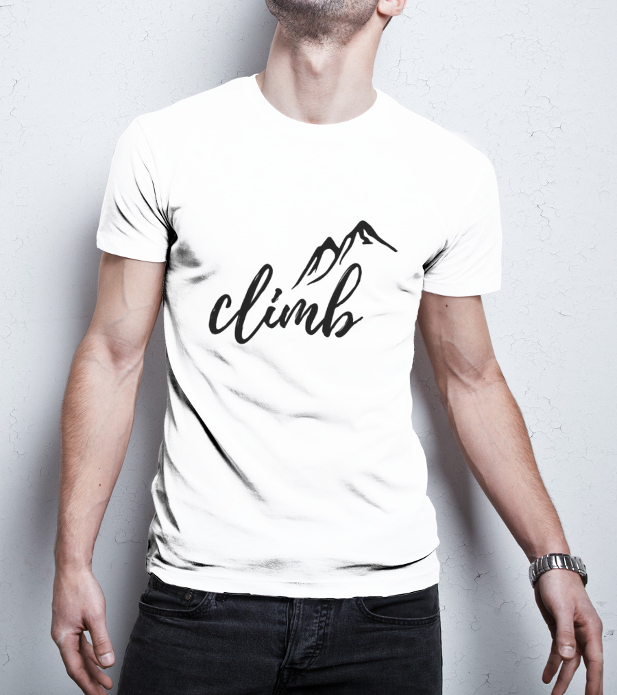 Climb The Tallest Mountain Illustration With Minimalist Mountain T-Shirt