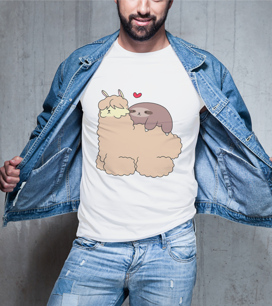 Sloth Loves Alpaca Heartwarming Cuddle Embrace With Cute Llama Vibes T-Shirt