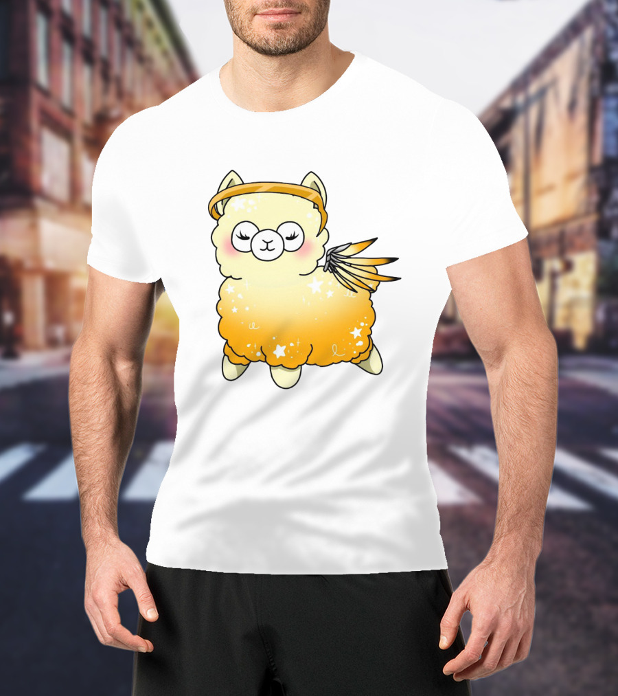 Alpaca Mercy Angelic Winged Halo Fantasy Character T-Shirt