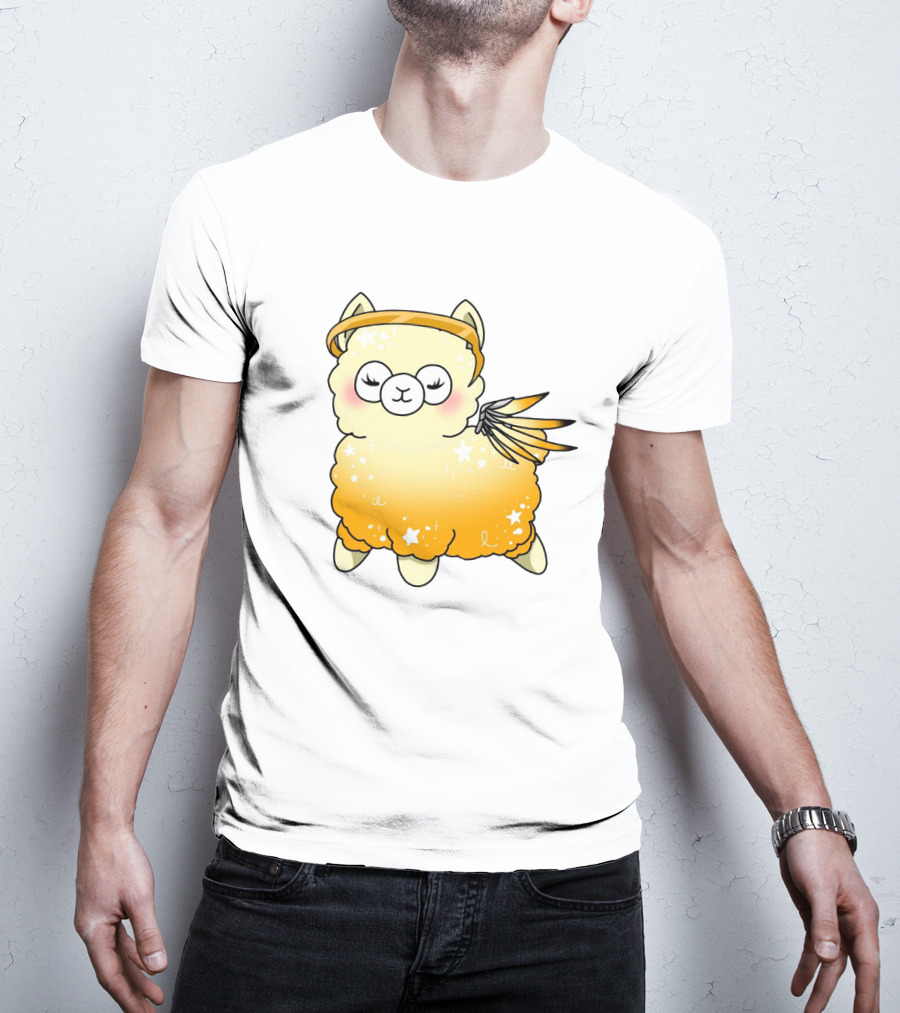 Alpaca Mercy Angelic Winged Halo Fantasy Character T-Shirt