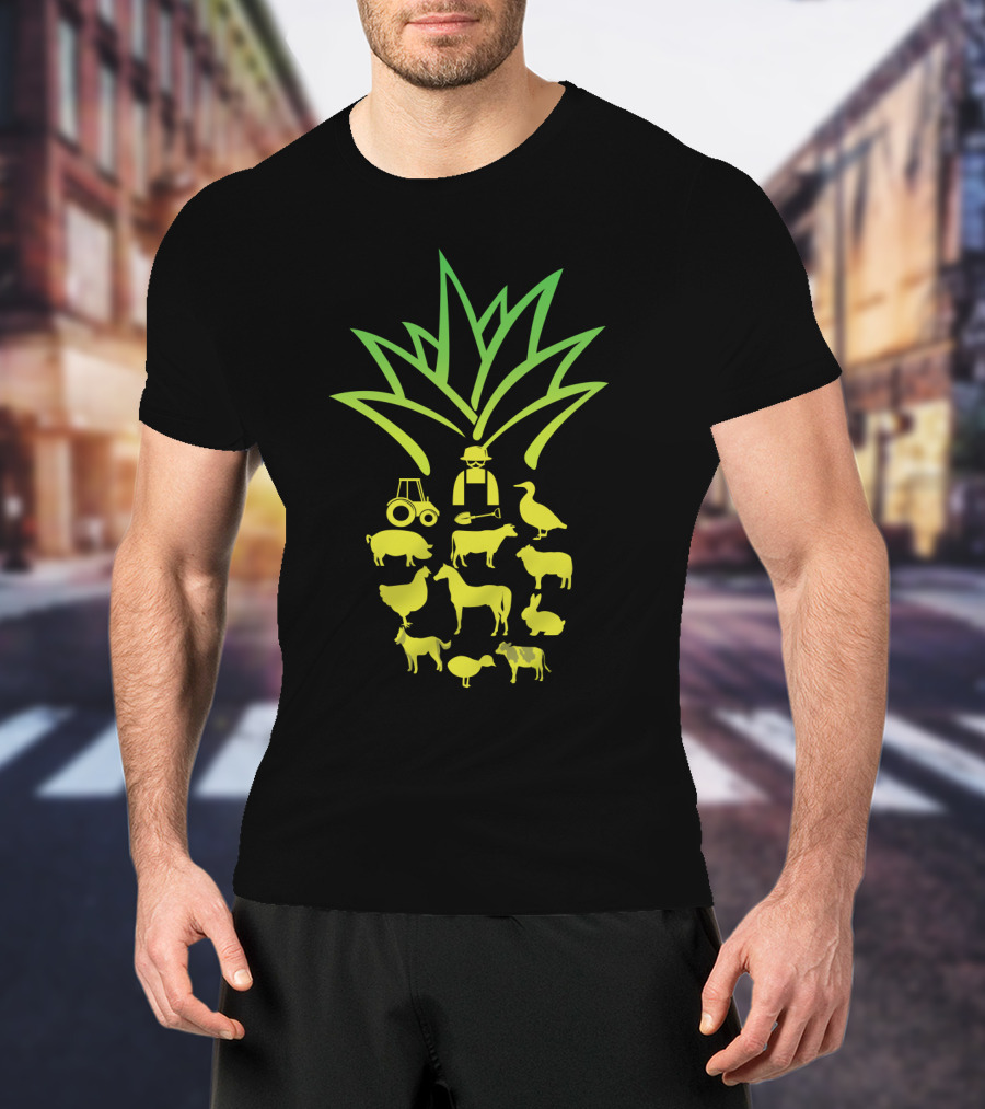 Farmer Pineapple Tractor Animals Agriculture T-Shirt