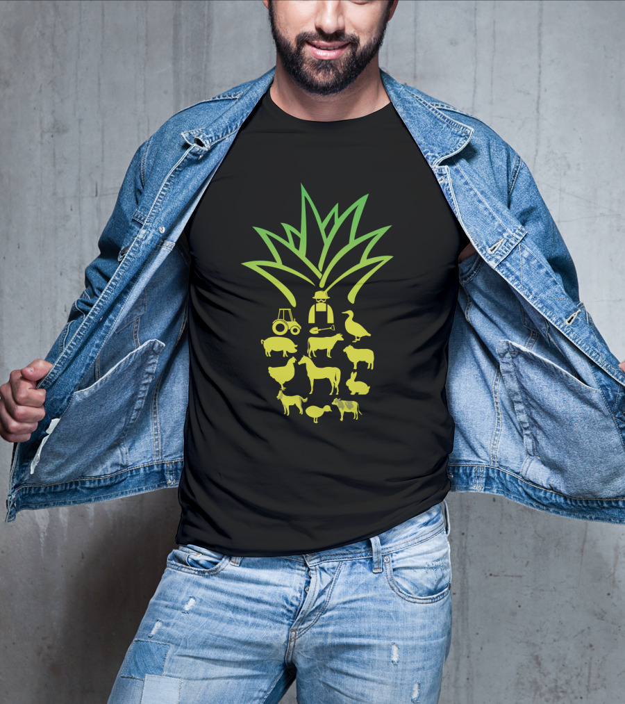 Farmer Pineapple Tractor Animals Agriculture T-Shirt