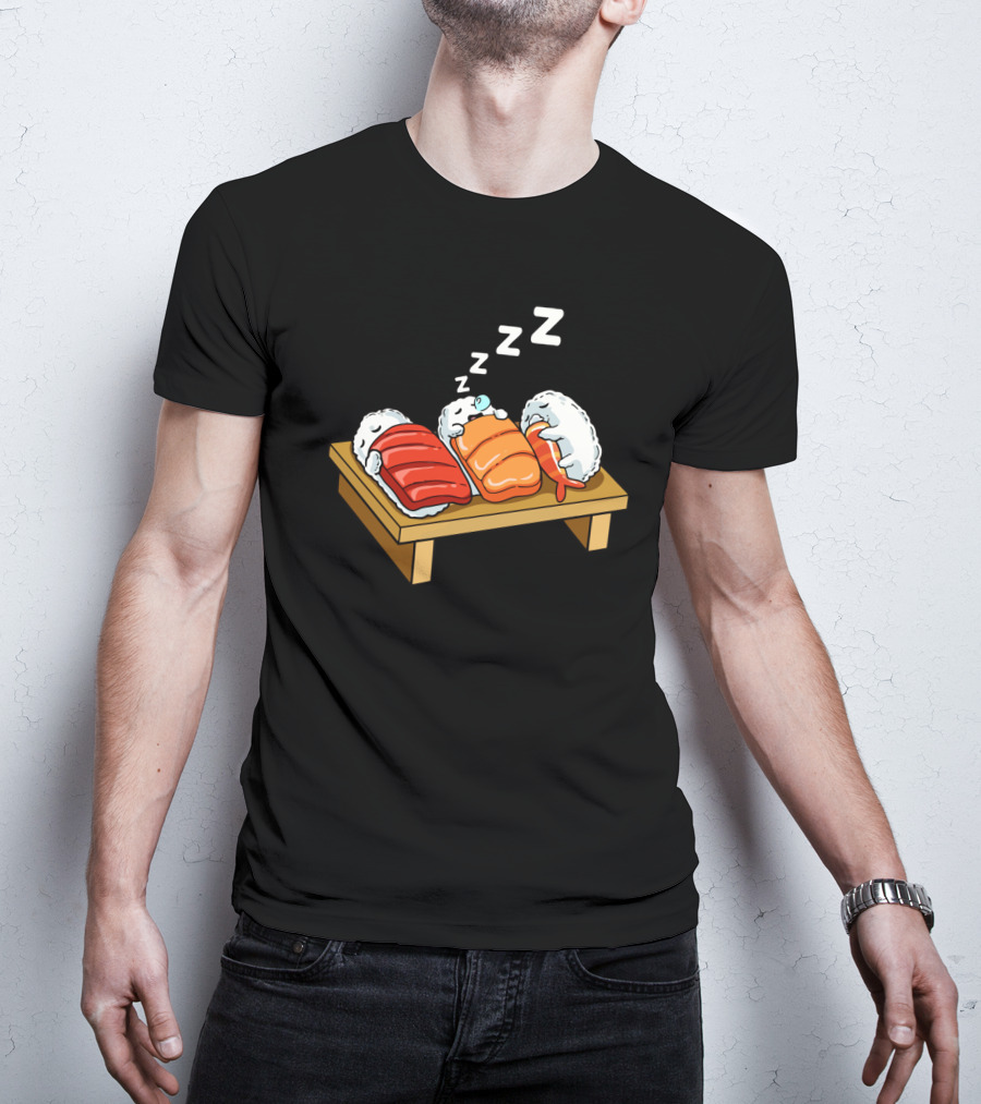 Sushi Sleep Zzz Cartoon Sushi Nigiri On Wooden Board With Sleeping Z's T-Shirt