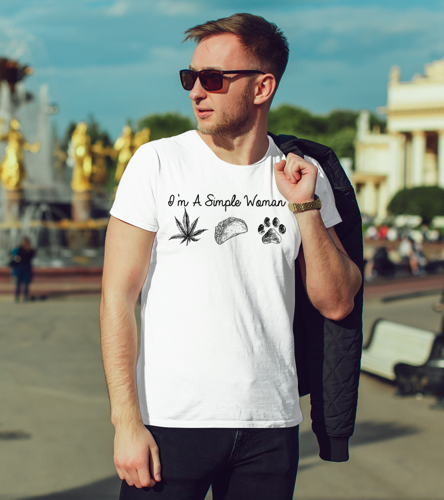 I'm A Simple Woman Tacos Cannabis Paw Prints T-Shirt