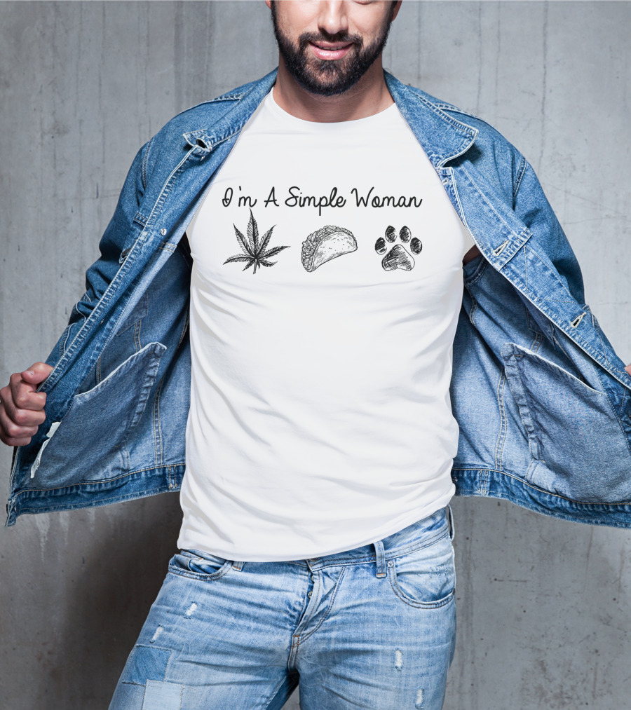 I'm A Simple Woman Tacos Cannabis Paw Prints T-Shirt