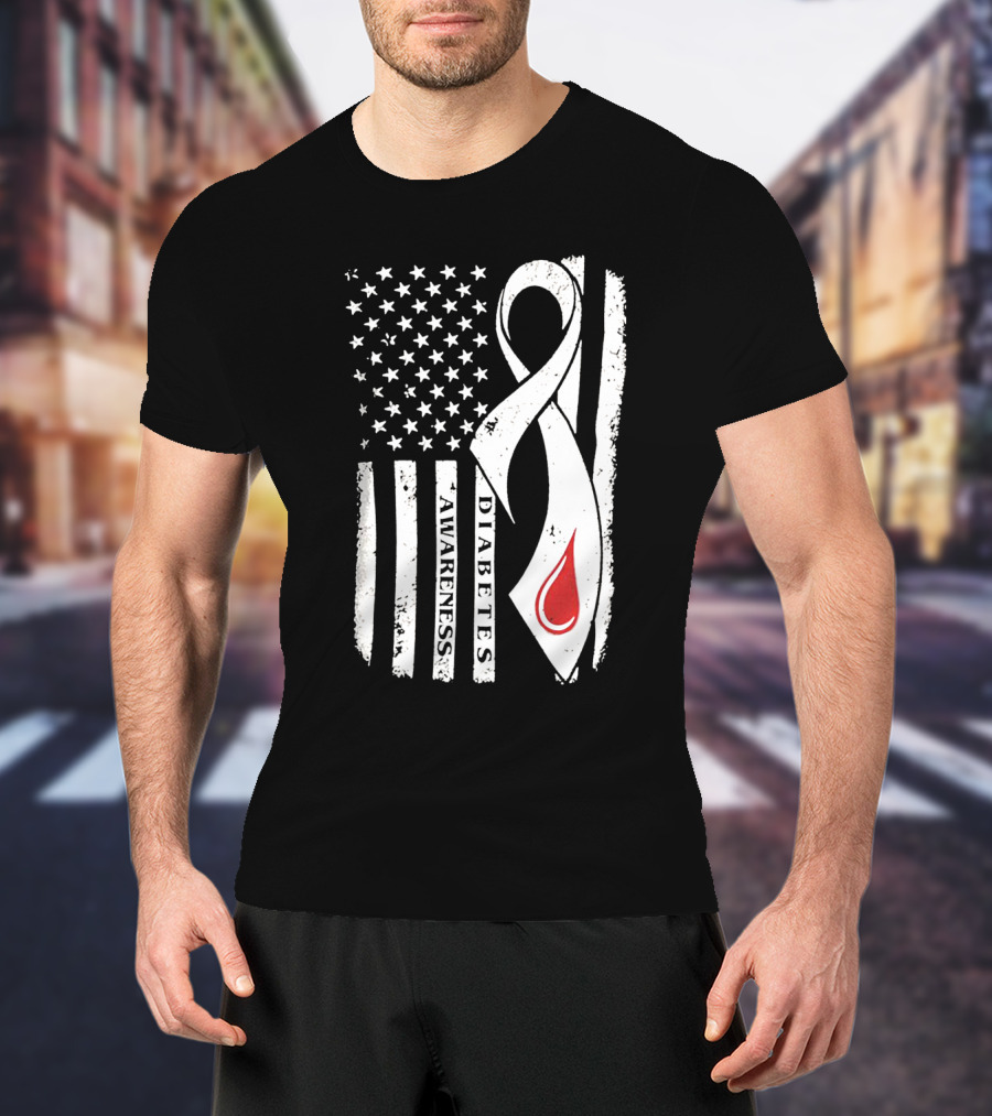 USA Flag Diabetes Awareness T-Shirt