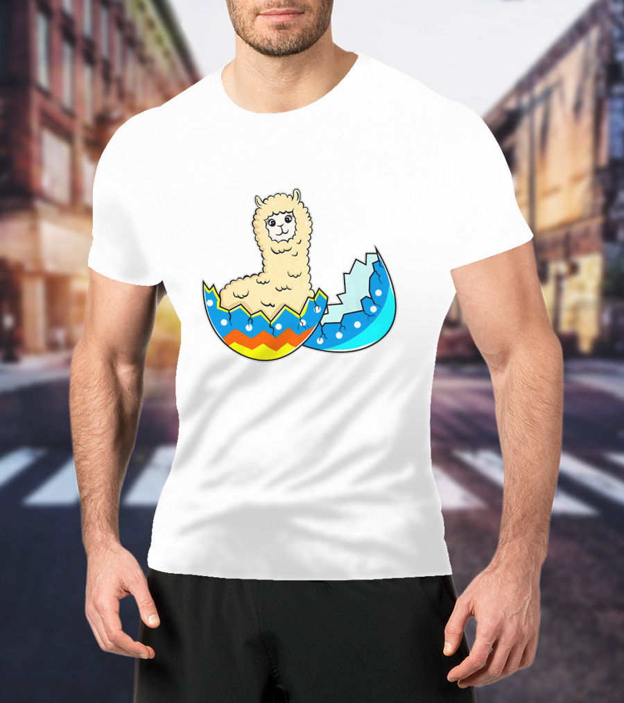 Llama Hatching From Easter Egg T-Shirt