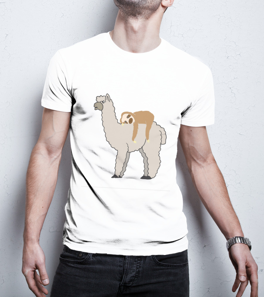 Adorable Sloth Laying On A Llama T-Shirt