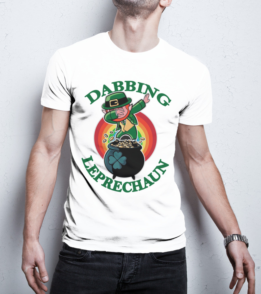 Dabbing Leprechaun Pot Of Gold St. Patrick's Day Rainbow T-Shirt