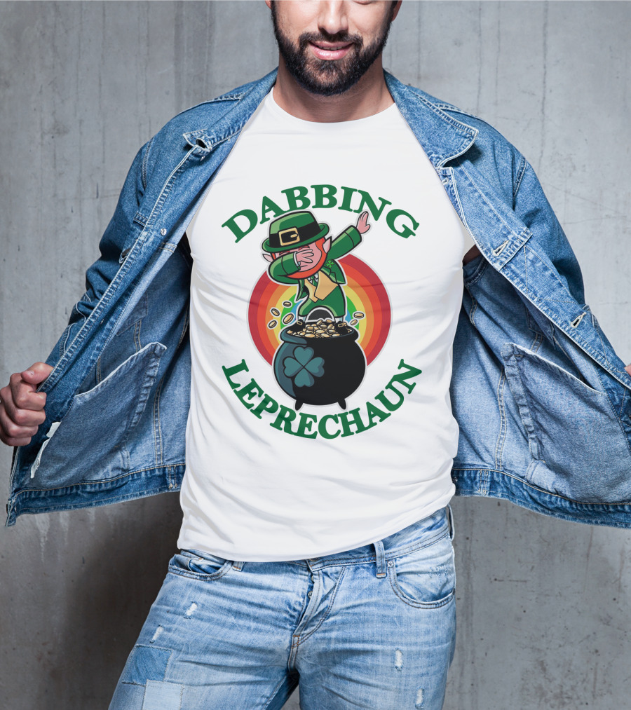 Dabbing Leprechaun Pot Of Gold St. Patrick's Day Rainbow T-Shirt