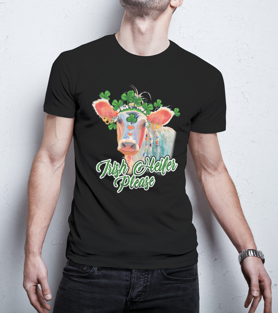 Irish Heifer Please With Shamrock Cow T-Shirt