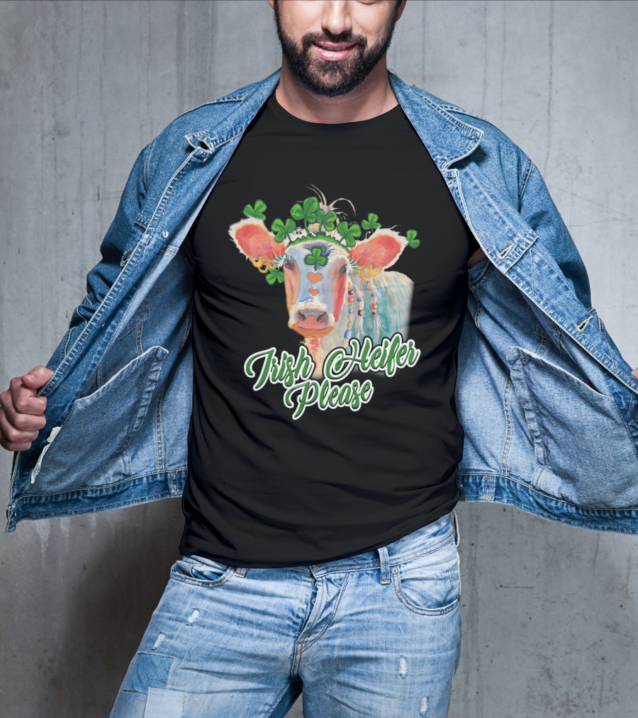 Irish Heifer Please With Shamrock Cow T-Shirt