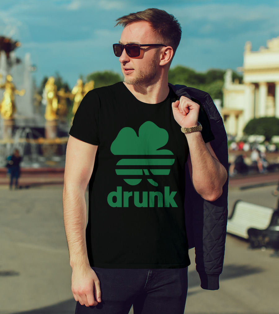 St Patricks Day Drunk Clover Stripe T-Shirt