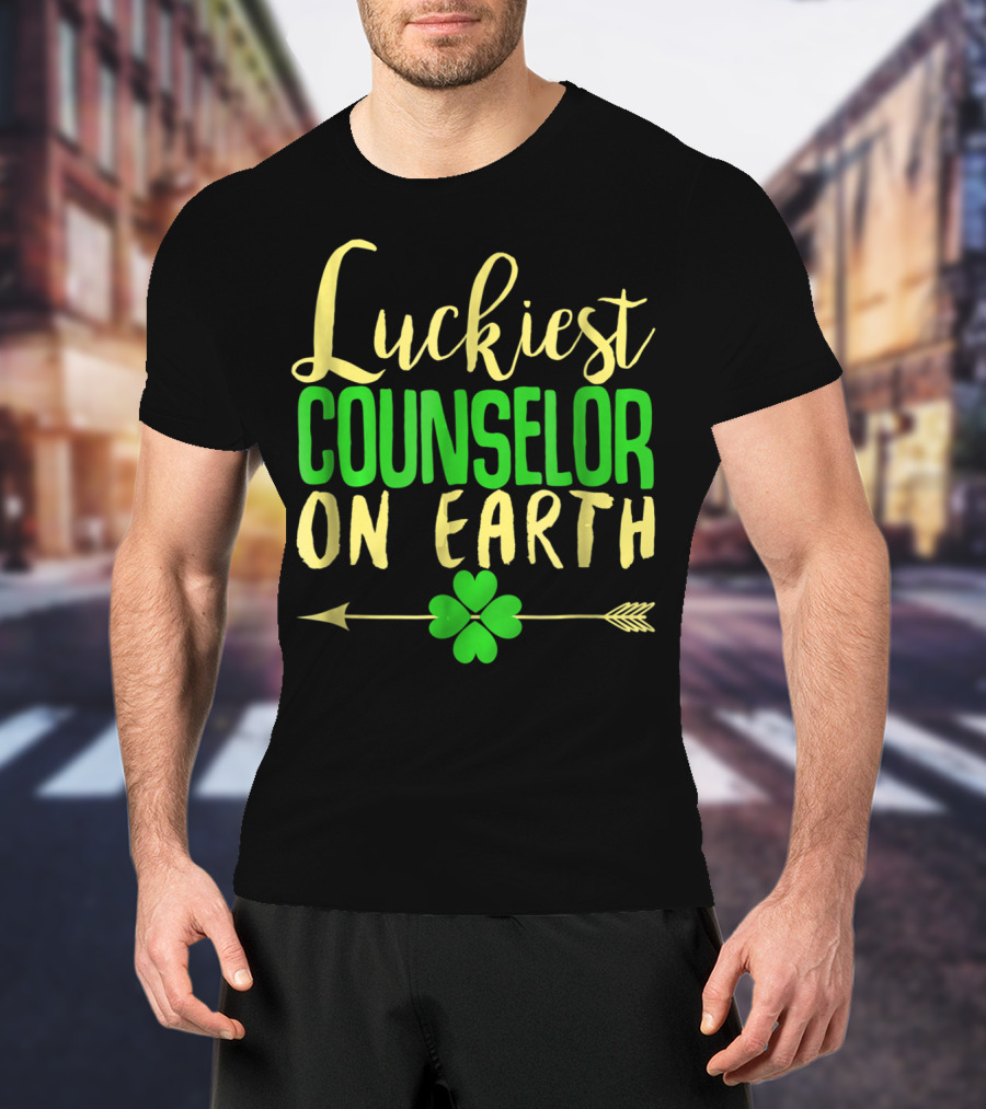 Luckiest Counselor On Earth Lucky School Shamrock Arrow T-Shirt