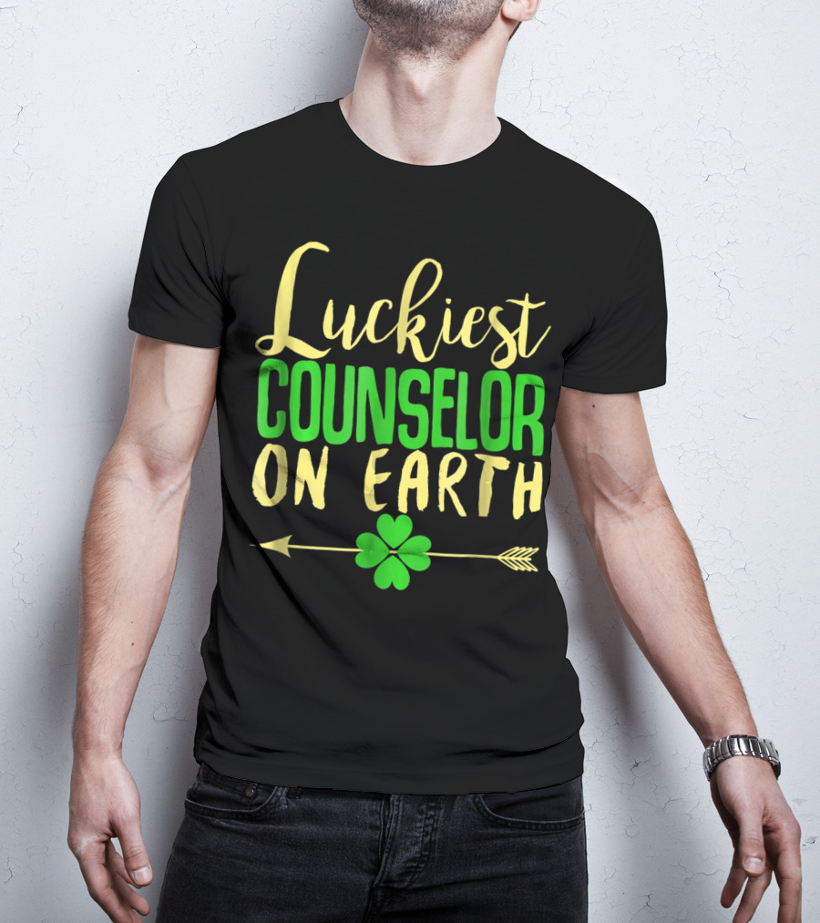 Luckiest Counselor On Earth Lucky School Shamrock Arrow T-Shirt