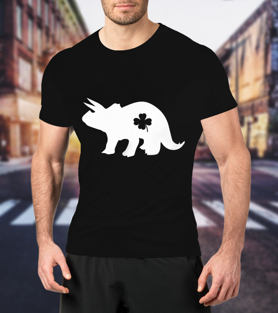 Dino Dinosaur Shamrock Clover St. Patrick's Day T-Shirt