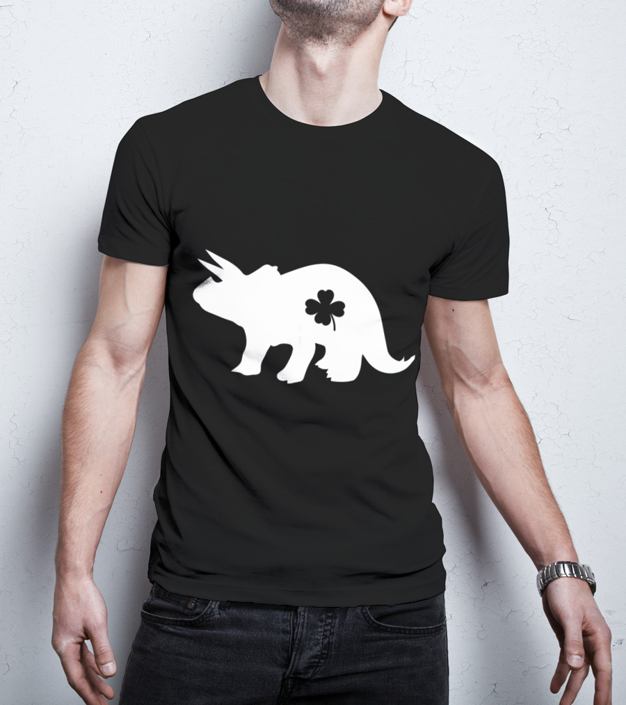Dino Dinosaur Shamrock Clover St. Patrick's Day T-Shirt