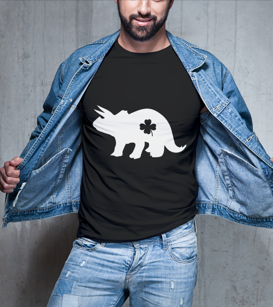 Dino Dinosaur Shamrock Clover St. Patrick's Day T-Shirt
