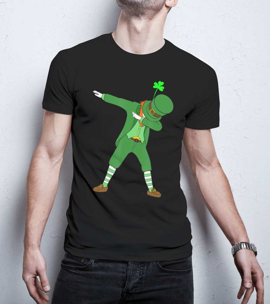 Dabbing Leprechaun St Patricks Day Boys Dab Shamrock Hat T-Shirt