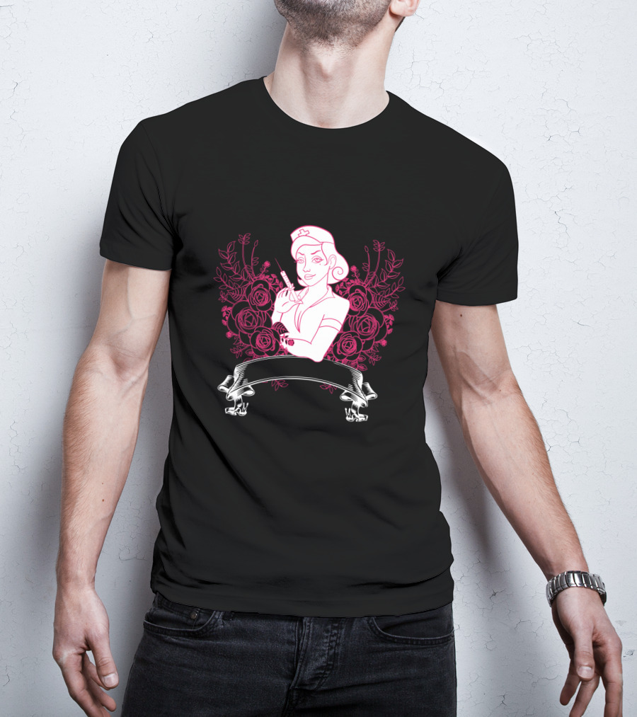 Nurse Life Floral Badge T-Shirt