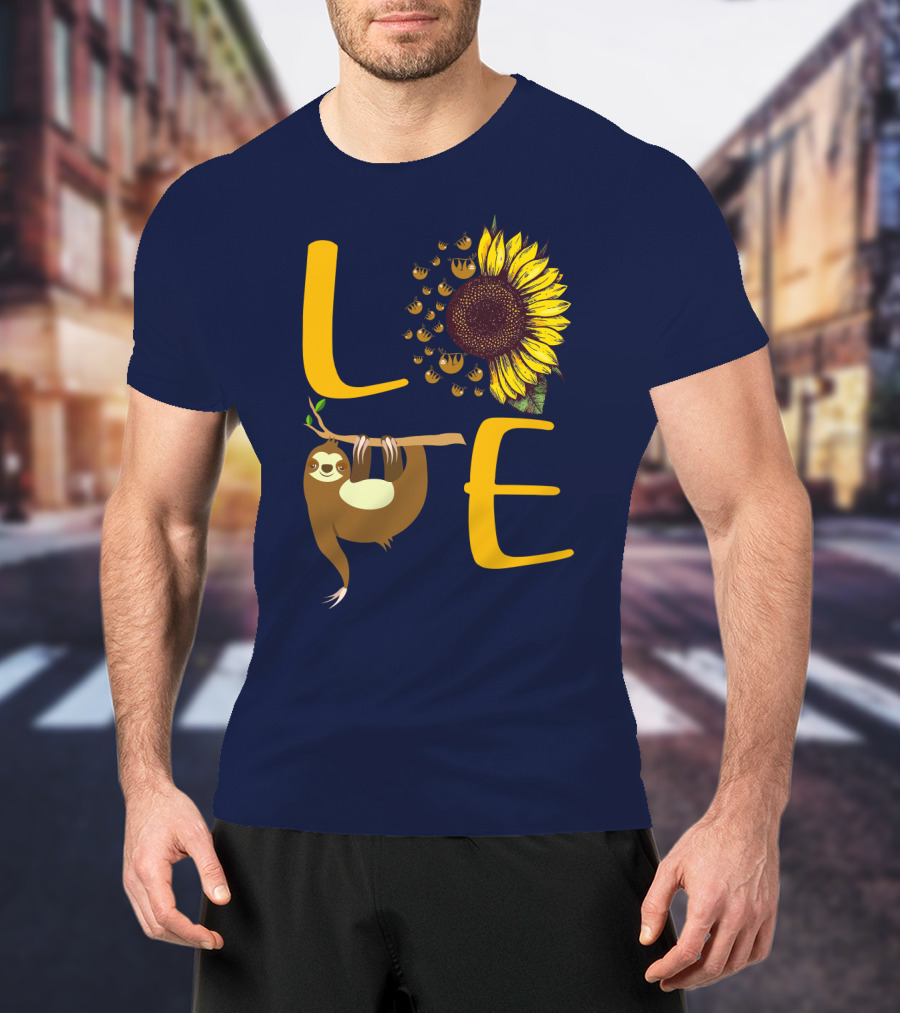 Love Sunflower Sloth Bees T-Shirt