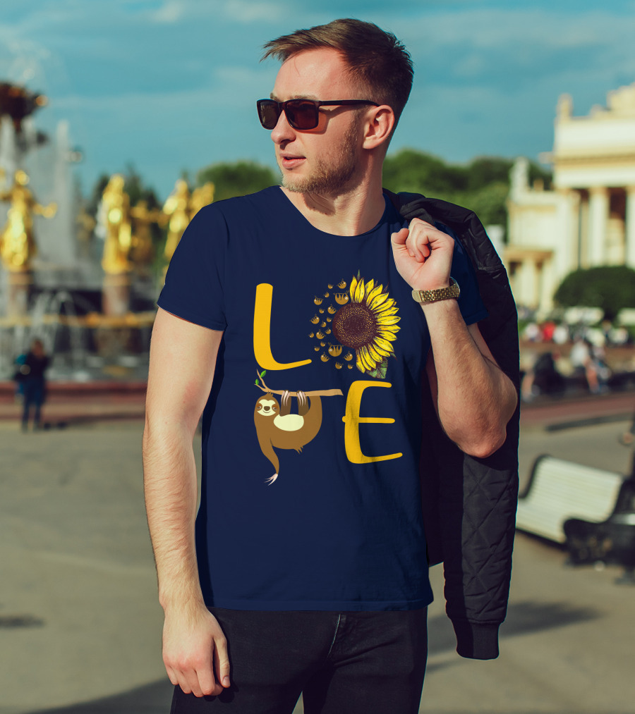Love Sunflower Sloth Bees T-Shirt