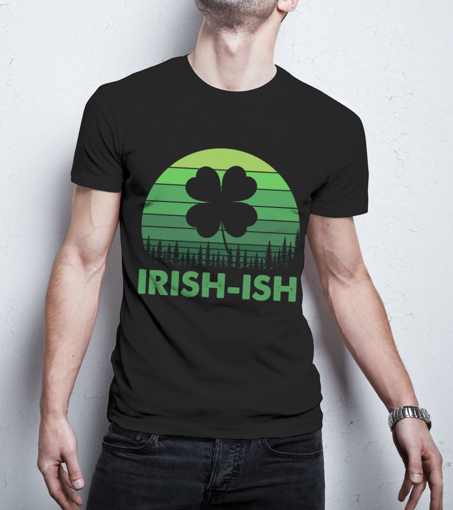 IRISH-ISH Shamrock Sunset Forest Lines T-Shirt