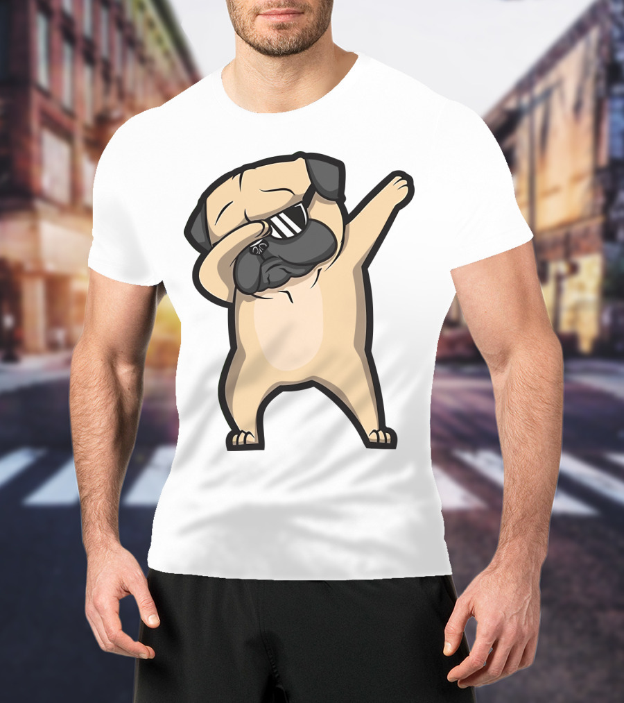 Bull Dog Dabbing Pug With Black Shades T-Shirt