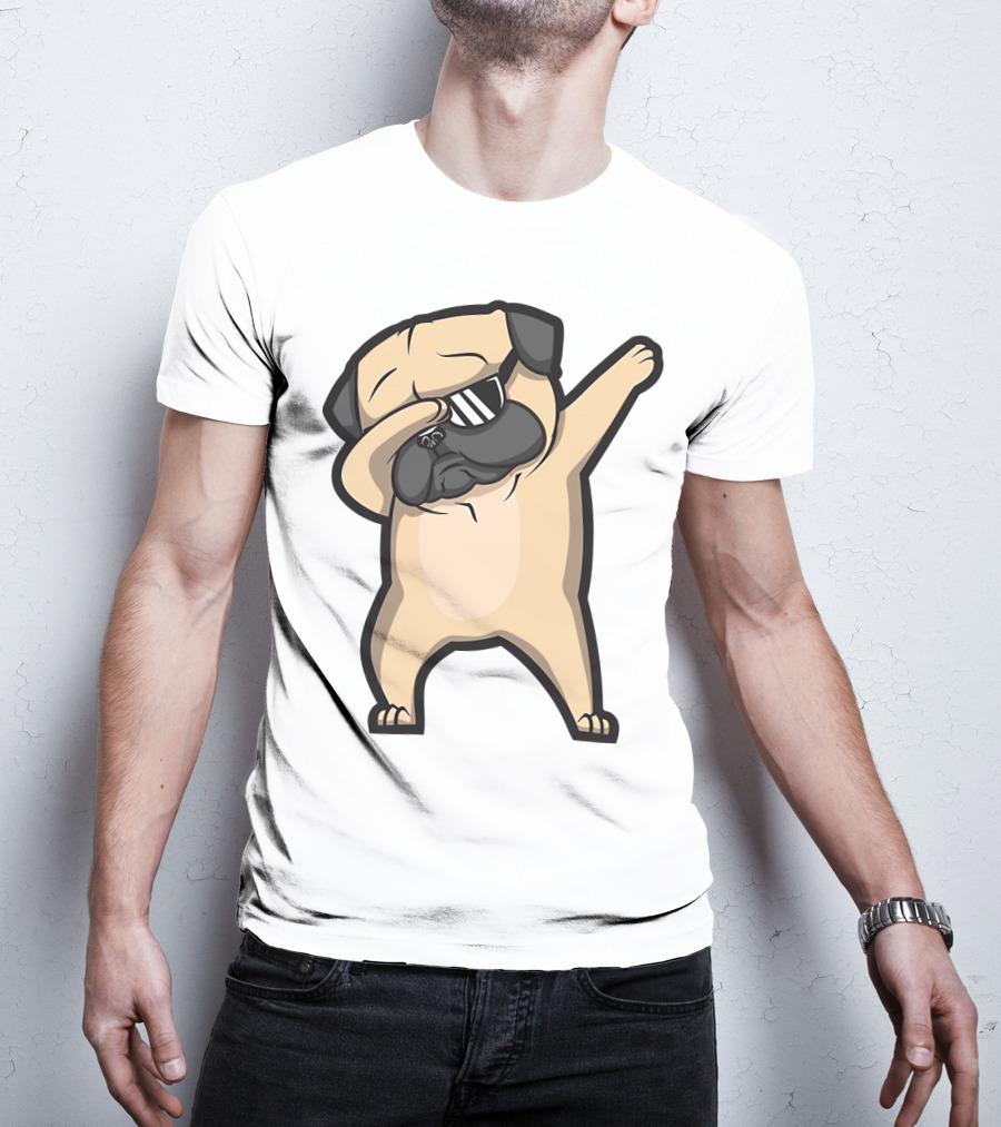 Bull Dog Dabbing Pug With Black Shades T-Shirt