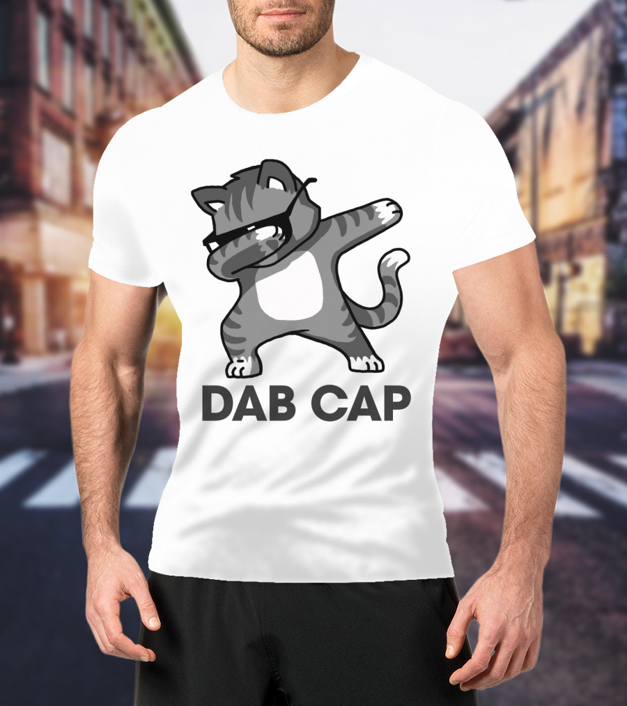 Dab Cap Funny Cat In Sunglasses Dabbing T-Shirt