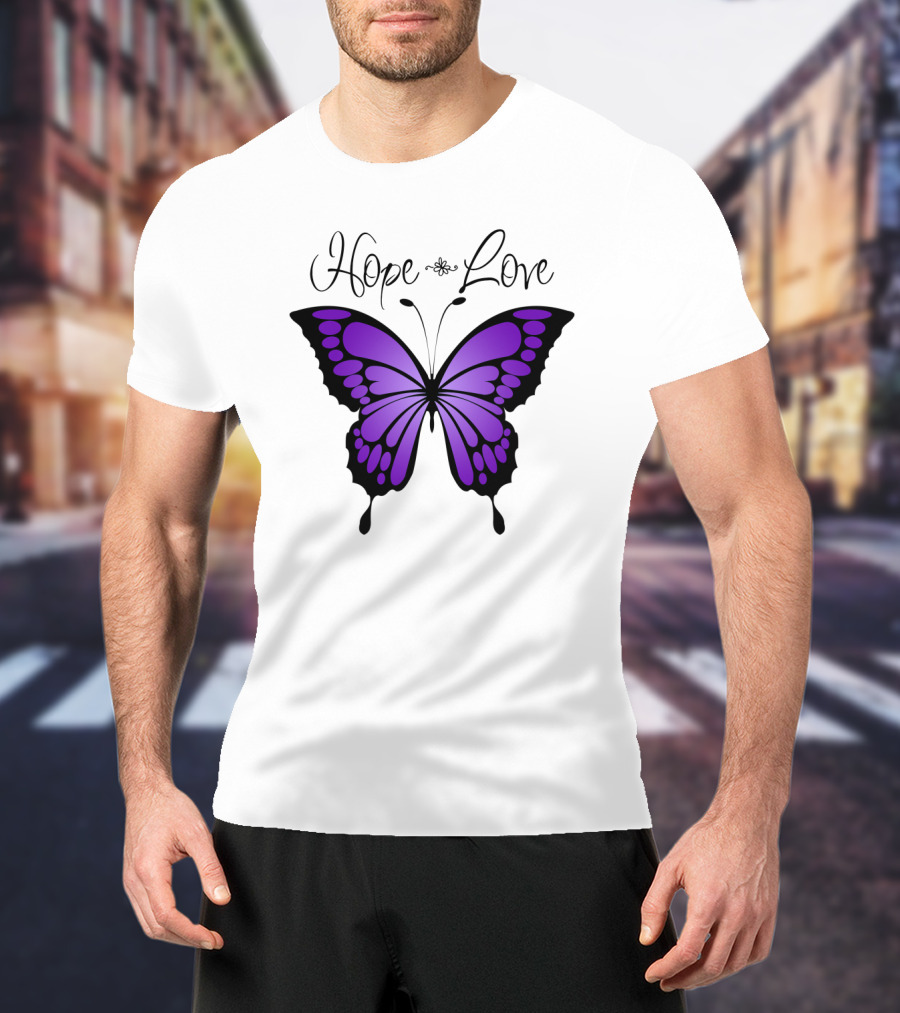Hope Love Purple Butterfly T-Shirt