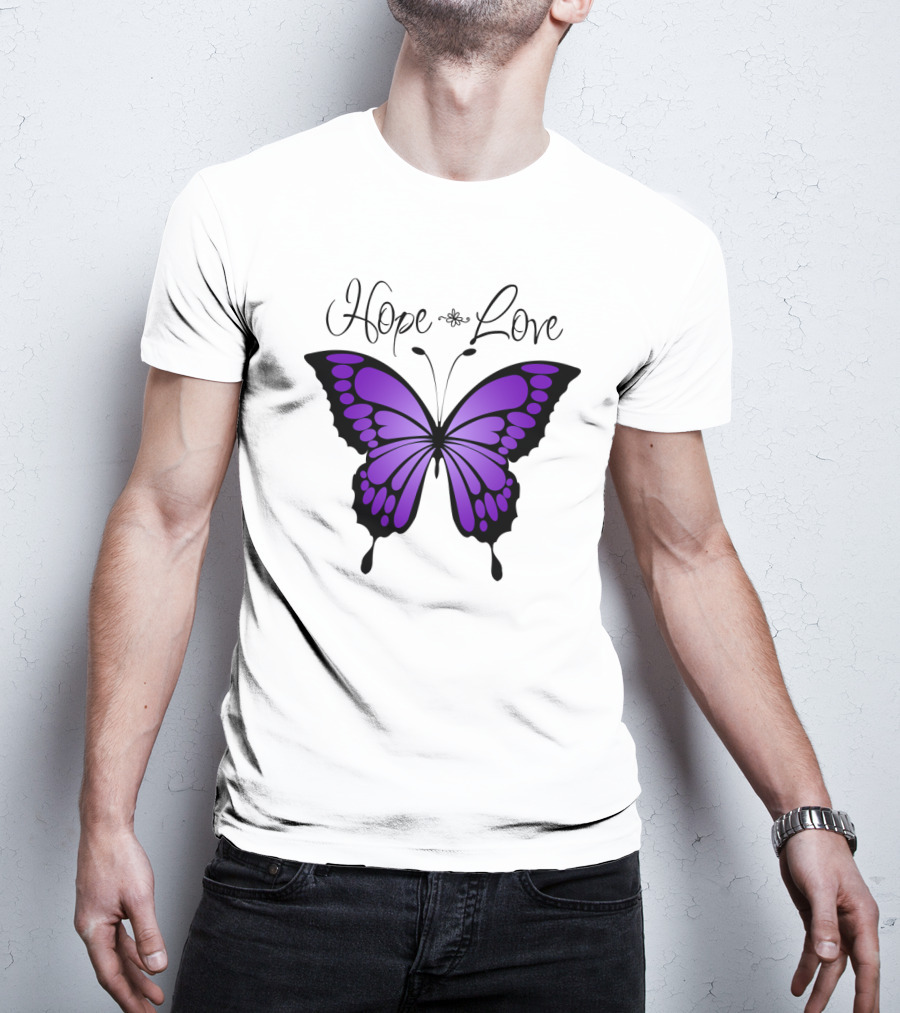 Hope Love Purple Butterfly T-Shirt