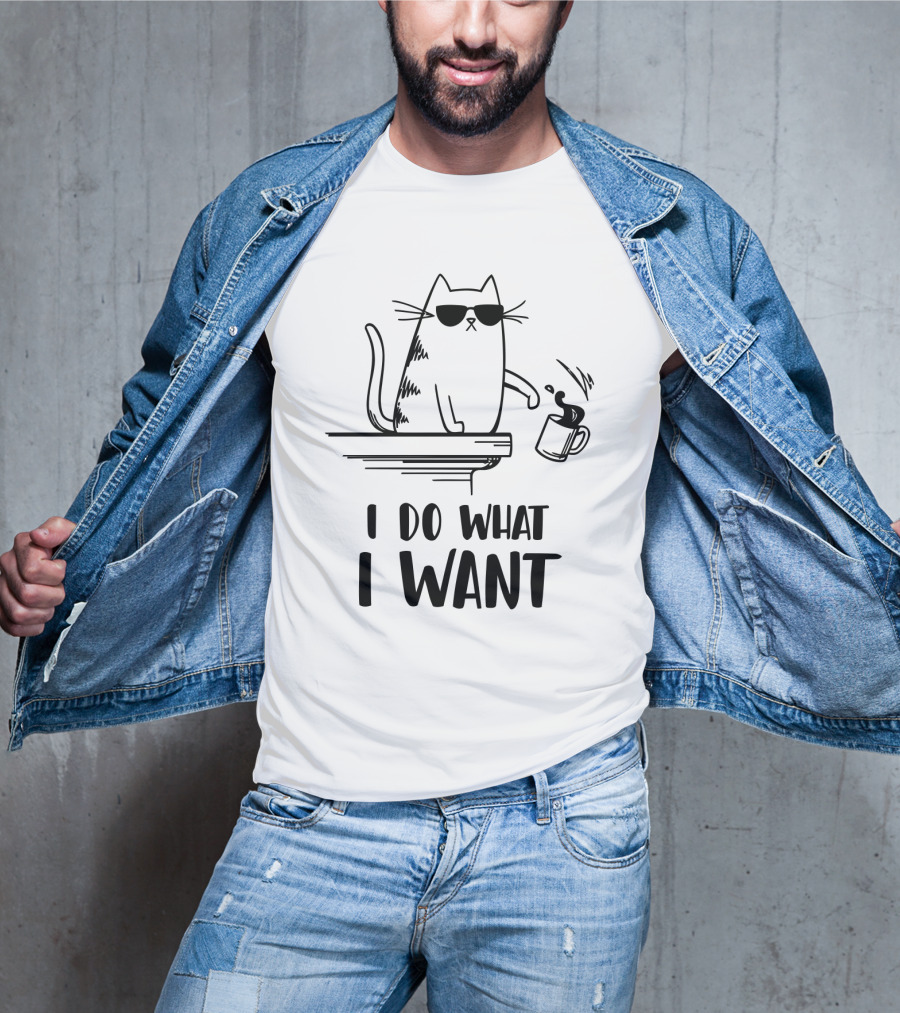 I Do What I Want Funny Cat Coffee Spill T-Shirt