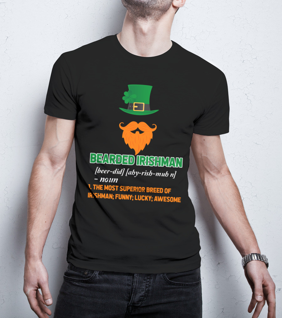 Bearded Irishman Funny Lucky Awesome T-Shirt