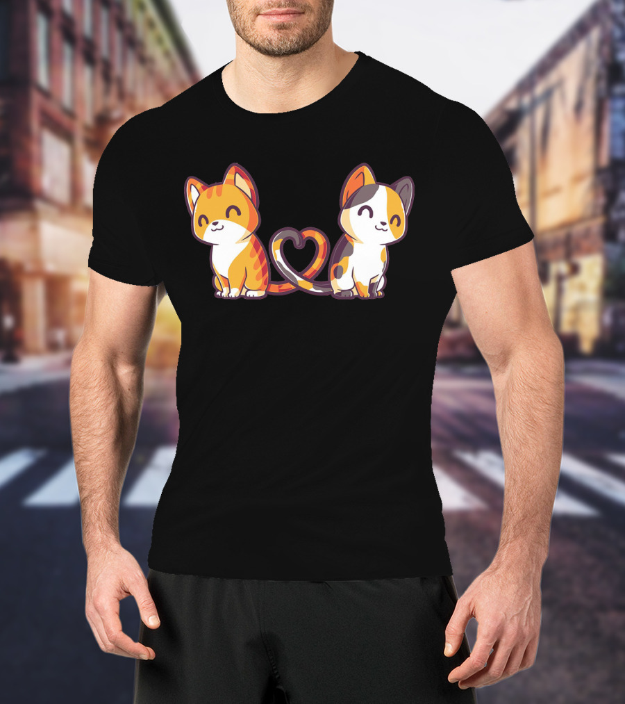 Smiling Cats With Heart-Shaped Tails T-Shirt