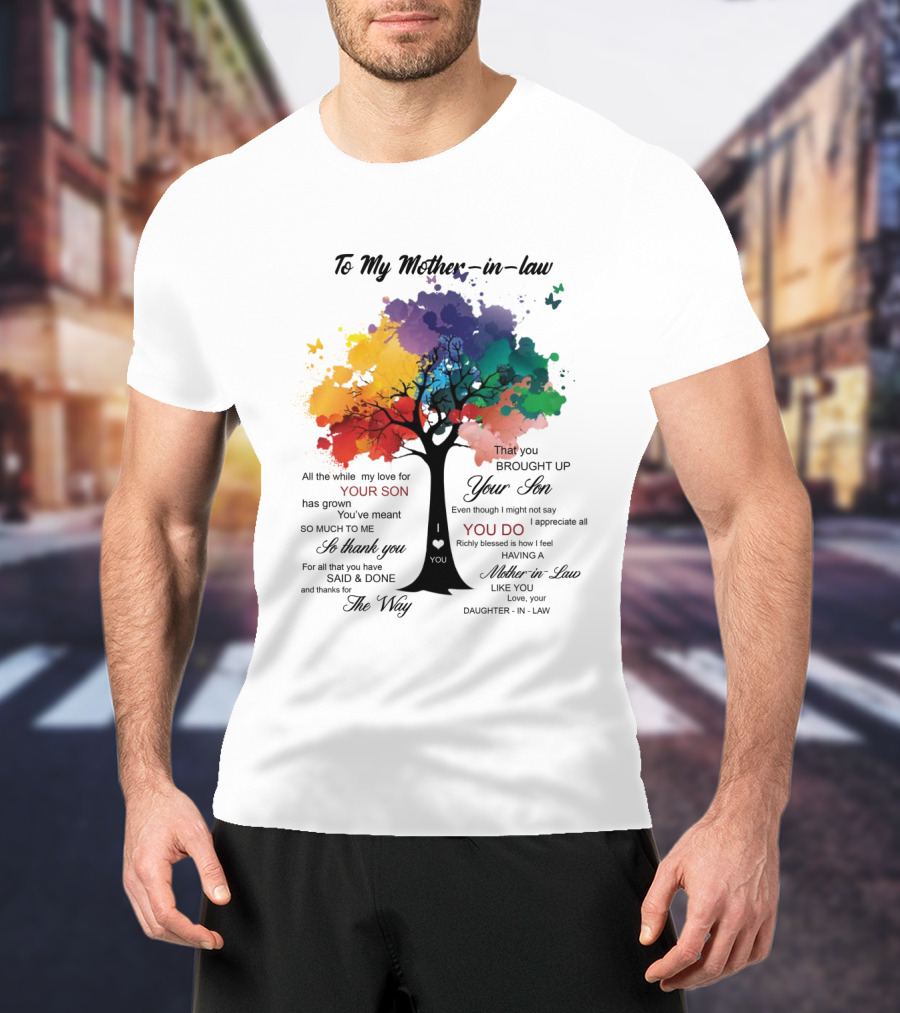 To My Mother-in-Law Mother’s Day Birthday Gift Idea From Daughter-in-Law Richly Blessed Colorful Tree T-Shirt