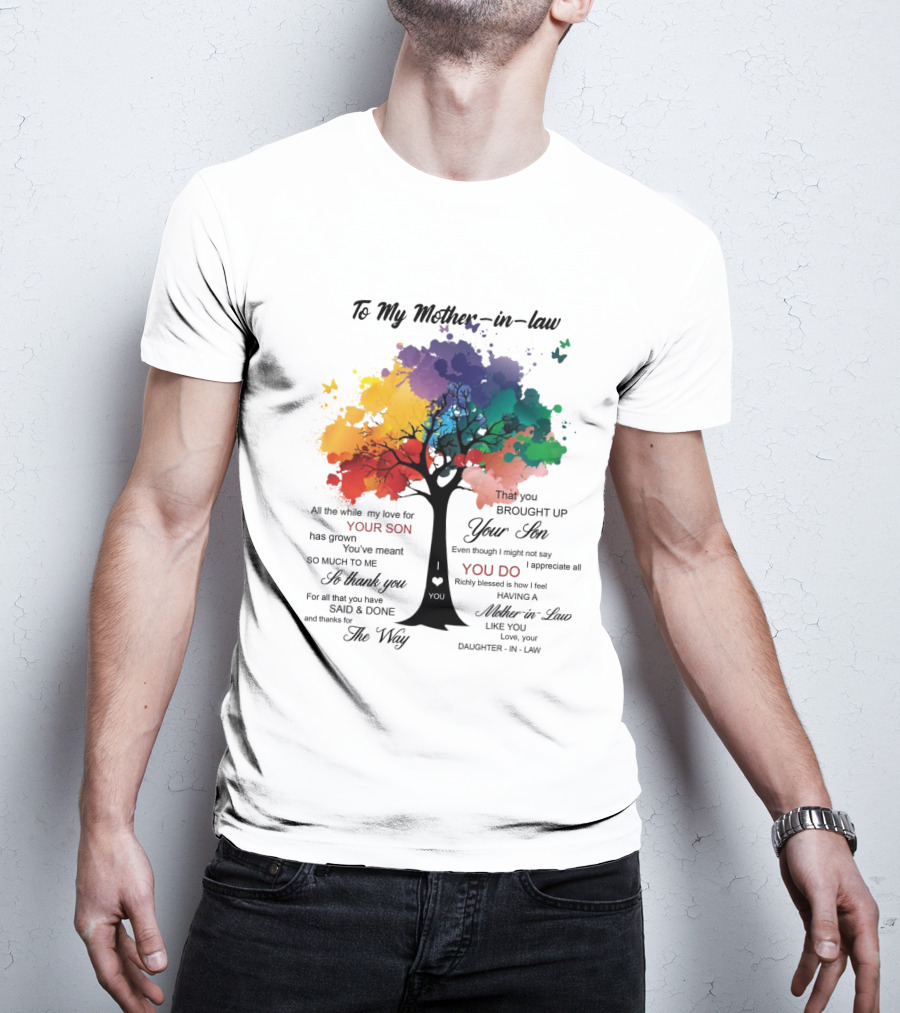 To My Mother-in-Law Mother’s Day Birthday Gift Idea From Daughter-in-Law Richly Blessed Colorful Tree T-Shirt