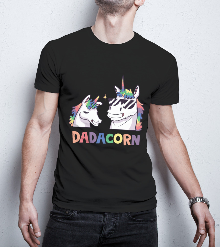 Dadacorn Daddy And Child Unicorn Magic Rainbow Mane Duo T-Shirt
