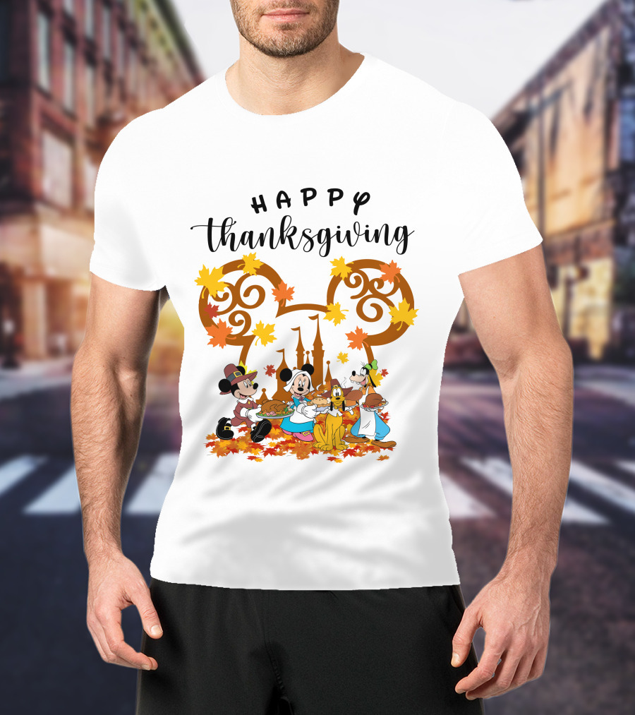 Happy Thanksgiving Disney Characters Festive T-Shirt