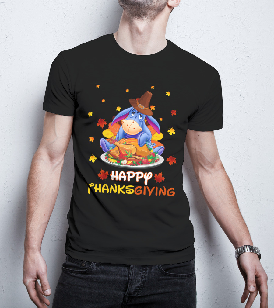 Eeyore Happy Thanksgiving Turkey Feast Leaves T-Shirt