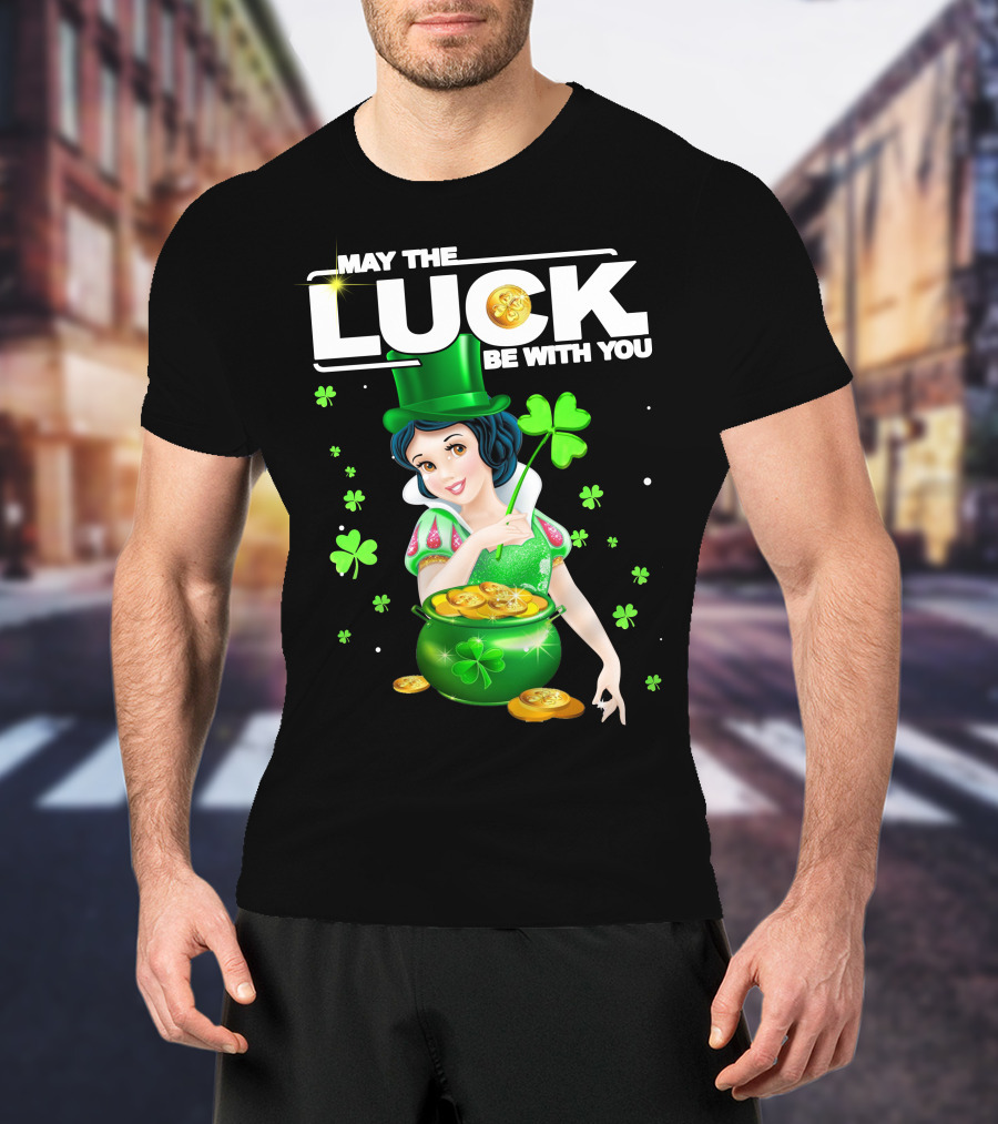 May The Luck Be With You Snow White Pot Of Gold And Shamrocks T-Shirt