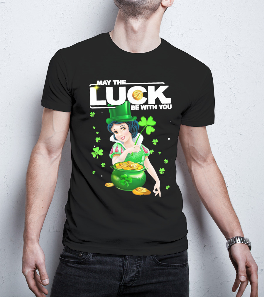 May The Luck Be With You Snow White Pot Of Gold And Shamrocks T-Shirt