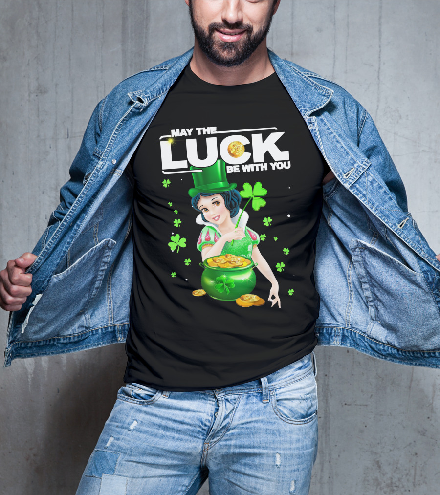 May The Luck Be With You Snow White Pot Of Gold And Shamrocks T-Shirt