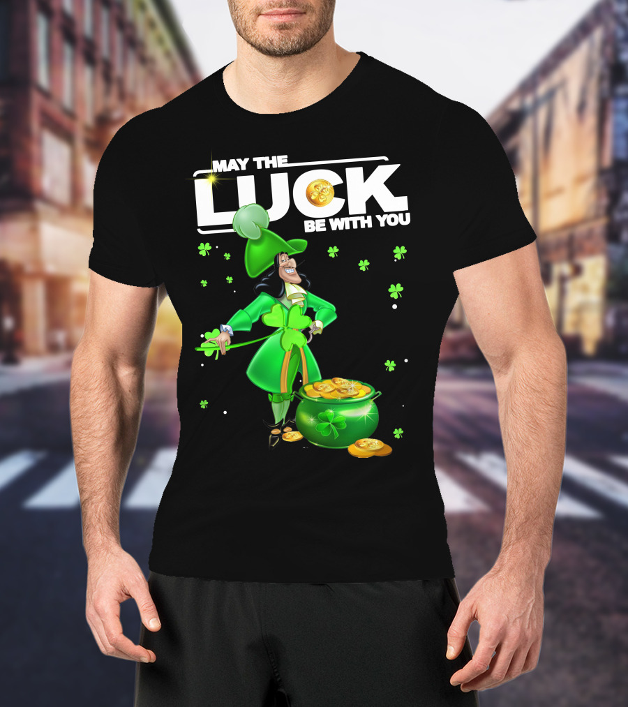 May The Luck Be With You Hook Luck Captain Green Coins Shamrock Pot T-Shirt