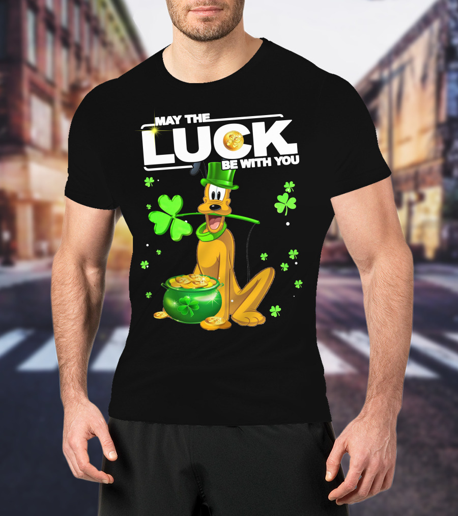 May The Luck Be With You Pluto St. Patrick's Day Coins And Shamrocks T-Shirt