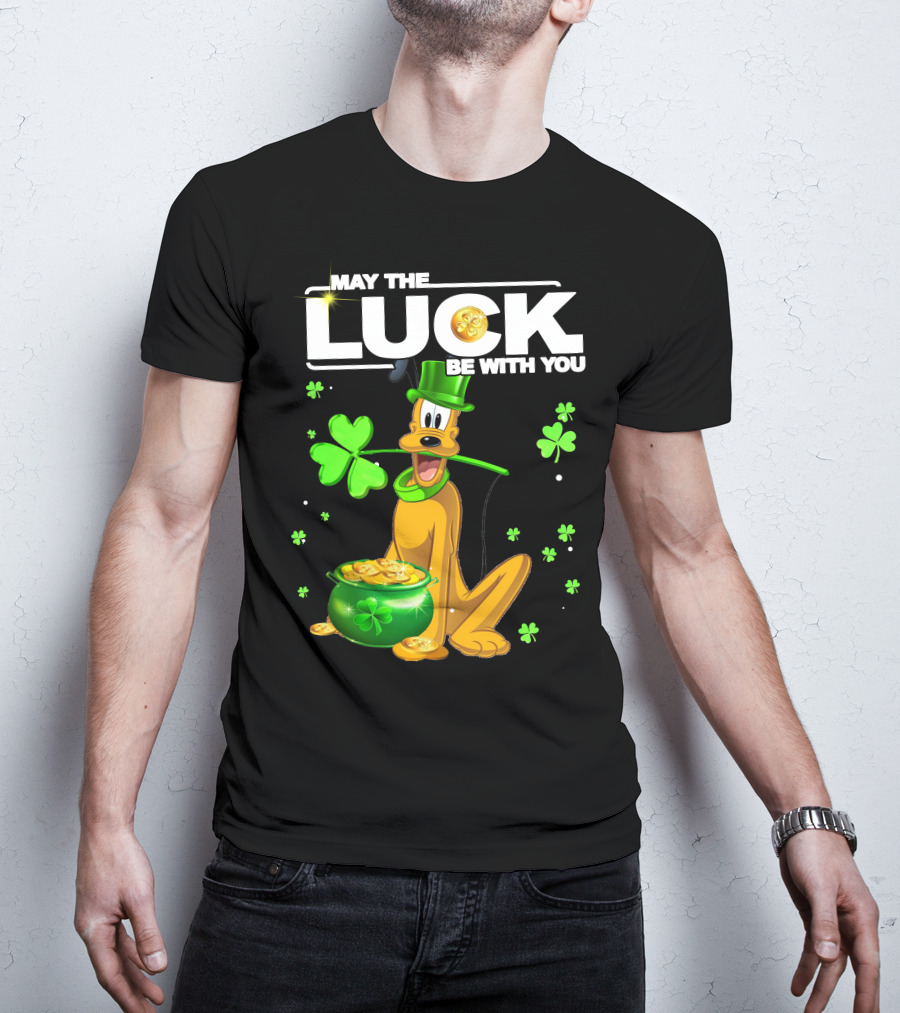 May The Luck Be With You Pluto St. Patrick's Day Coins And Shamrocks T-Shirt